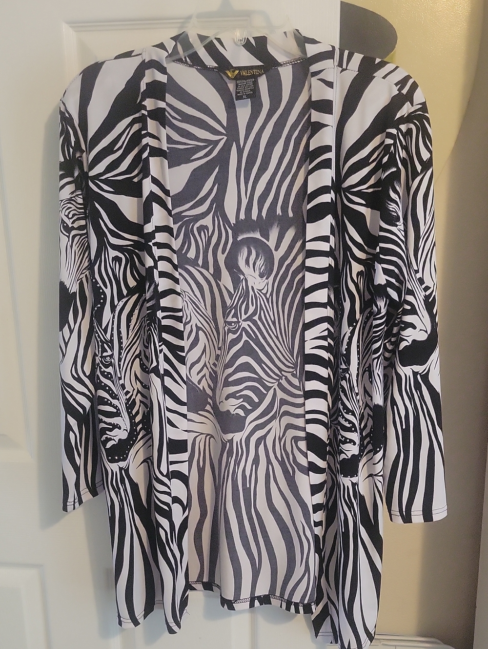 Valentina Black and White Zebra-Print with Embellishments Open front Shrug